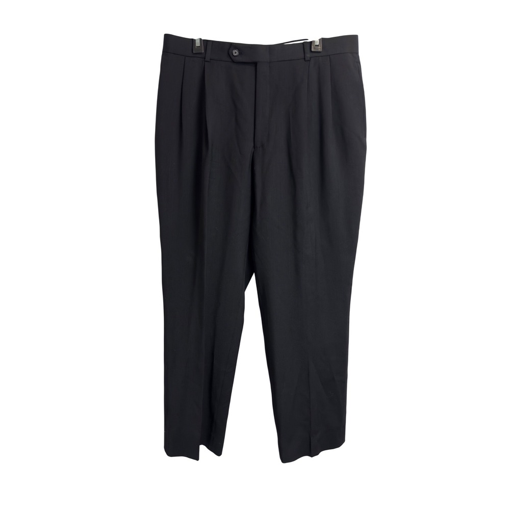 Jerry‎ Trio Mens 100% Wool Pleated Dress Pants Black 36W x 31L Business Formal